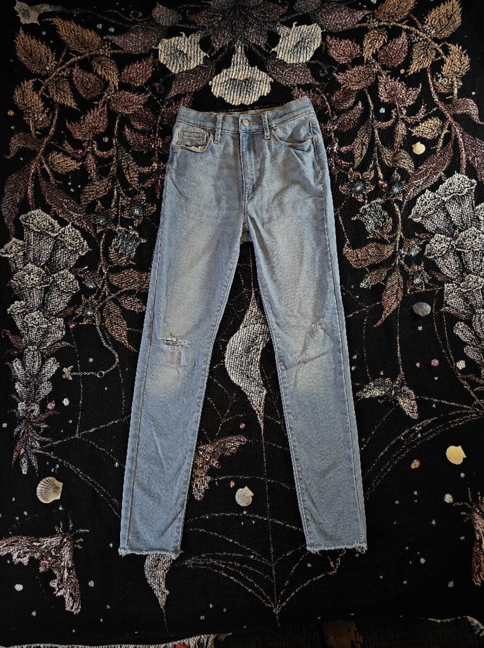Old Navy Light Blue High-Rise Skinny Jeans with Knee Distress
